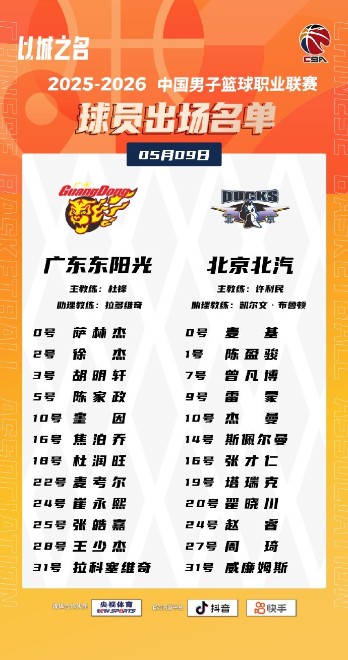 华体会体育-京粤G2大名单：北京不变阵 陈家政顶替张文逸 赵睿&amp;周琦回故地